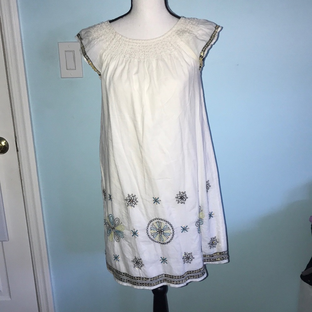 White with Gold Sequences Cover up / Dress
